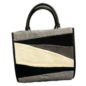 Calvin Klein Moon Shearling Triple Compartment Convertable Satchel, NWT